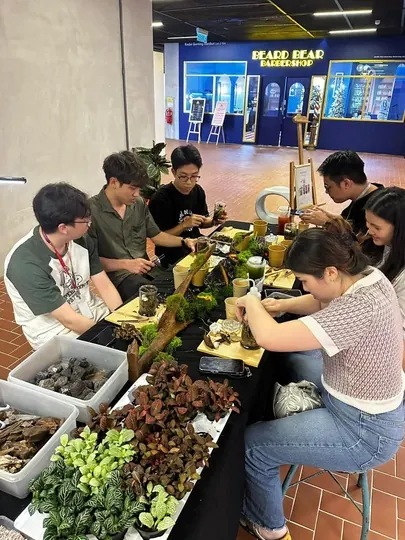A workshop table seen from above