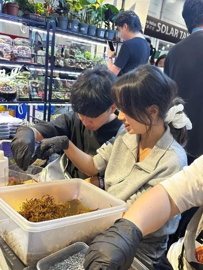 Guests building at a workshop