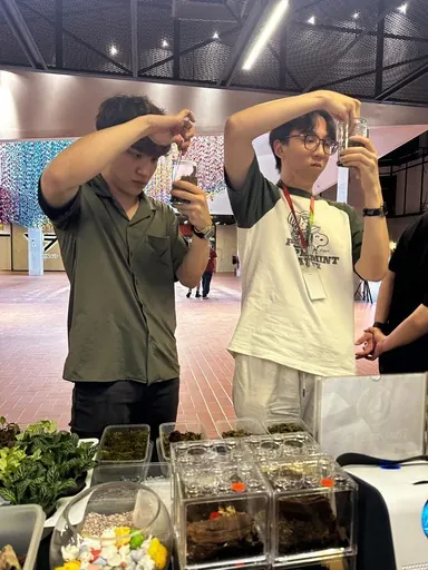Showing off a finished terrarium